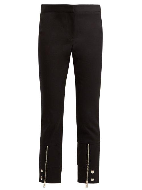 Matchesfashion.com Alexander Mcqueen - Mid Rise Cotton Blend Cropped Trousers - Womens - Black