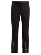 Matchesfashion.com Alexander Mcqueen - Mid Rise Cotton Blend Cropped Trousers - Womens - Black