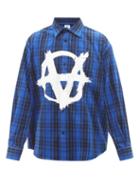 Vetements - Anarchy-print Plaid Cotton-blend Shirt - Mens - Blue