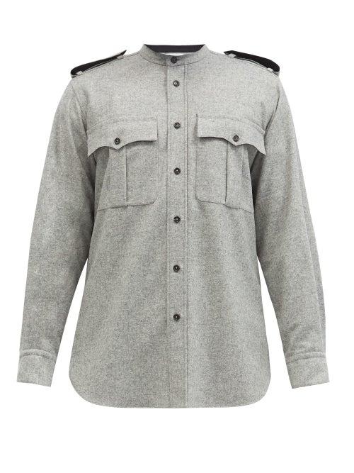 Matchesfashion.com Jil Sander - Patch-pocket Wool-blend Flannel Shirt - Mens - Grey