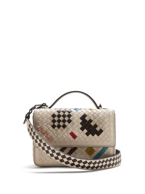 Matchesfashion.com Bottega Veneta - Alumna Intrecciato Shoulder Bag - Womens - White Multi