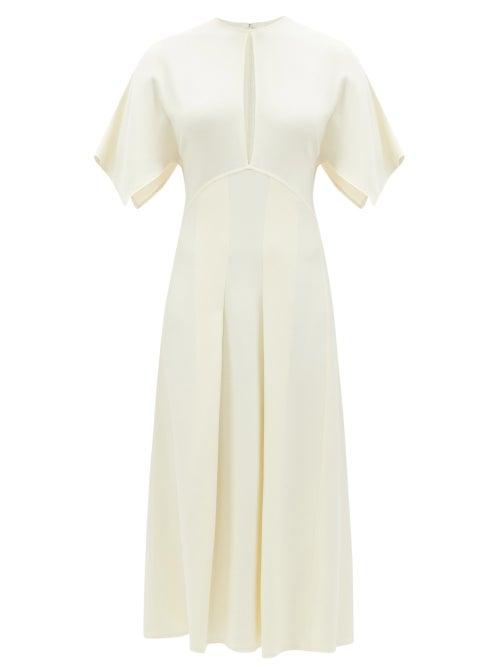 Victoria Beckham - Keyhole-bodice Crepe Midi Dress - Womens - Ivory