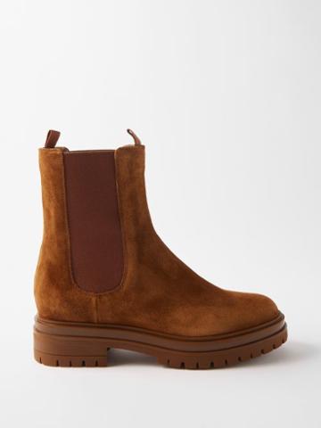 Gianvito Rossi - Chester 20 Suede Ankle Boots - Womens - Dark Brown