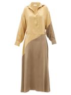 Matchesfashion.com Asceno - Santana Panelled Silk Shirt Dress - Womens - Yellow Multi