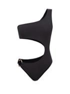 Louisa Ballou - Half Moon Cutout Recycled-fibre Swimsuit - Womens - Black