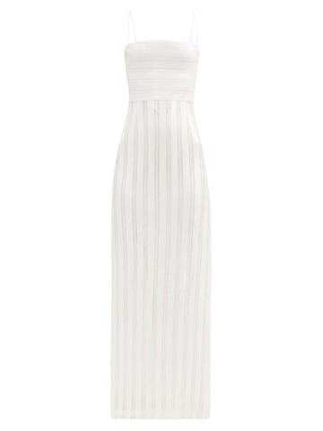 Matchesfashion.com Galvan - Sardinia Side-slit Sequinned Column Gown - Womens - White