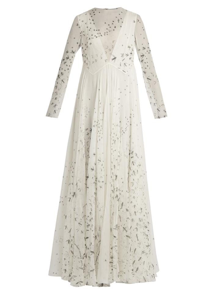 Valentino Swallow Metamorphosis-print Silk-chiffon Gown