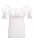 Matchesfashion.com Valentino - Micro Sangallo Cotton Blend Broderie Anglaise Top - Womens - White