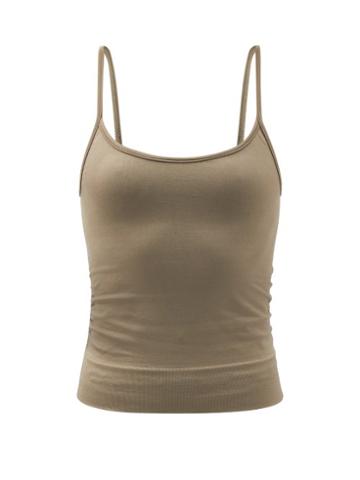 Ladies Activewear Prism - Harmonious Ruched Cropped Top - Womens - Khaki