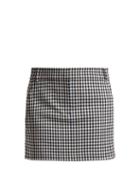 Matchesfashion.com Tibi - Gingham Mini Skirt - Womens - Black White