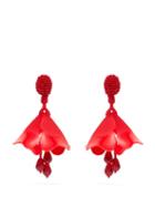 Matchesfashion.com Oscar De La Renta - Mini Impatiens Clip On Earrings - Womens - Red