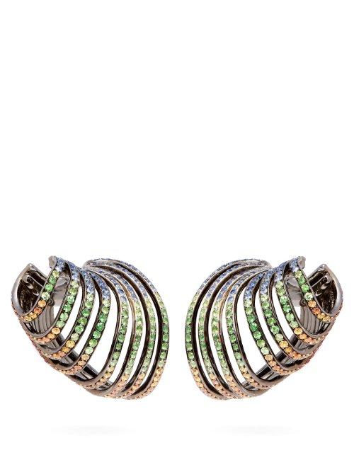 Matchesfashion.com Lynn Ban - Sonic Sapphire & Rhodium Plated Ear Cuffs - Womens - Multi