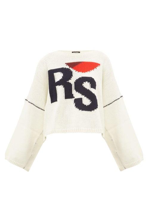 Matchesfashion.com Raf Simons - Cropped Wool Sweater - Womens - Cream Multi