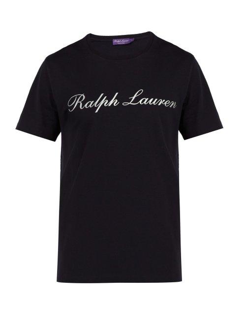 Matchesfashion.com Ralph Lauren Purple Label - Logo Print Cotton Jersey T Shirt - Mens - Navy