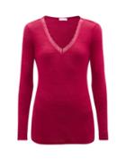 Hanro - Lace-trimmed Merino Wool-blend Pyjama Top - Womens - Red
