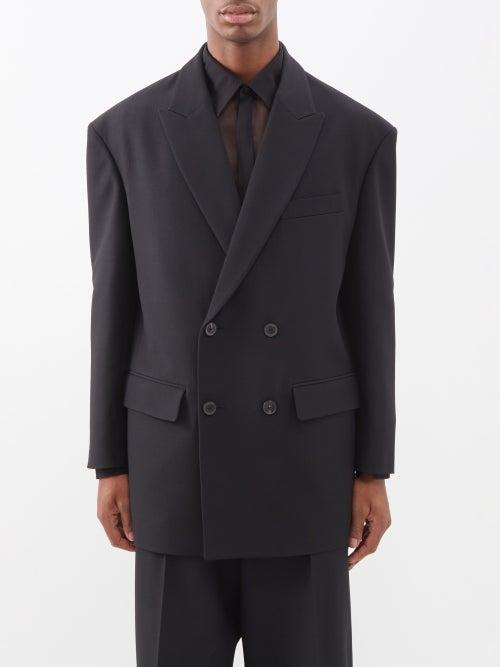 Valentino - Crepe Couture Double-breasted Wool-blend Jacket - Mens - Black