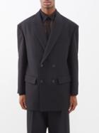 Valentino - Crepe Couture Double-breasted Wool-blend Jacket - Mens - Black