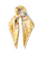 Gucci - Floral-print Silk-twill Scarf - Womens - Yellow Multi