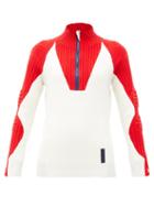 Matchesfashion.com Falke - Two-tone Zipped High-neck Wool-blend Jacket - Womens - Cream Navy