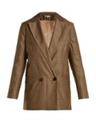 Matchesfashion.com Ganni - Merkel Checked Silk And Wool Blend Blazer - Womens - Brown