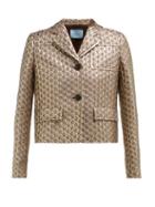 Matchesfashion.com Prada - Cropped Geometric Brocade Jacket - Womens - Silver Multi
