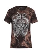 Balmain Distressed Tiger-print Cotton-jersey T-shirt