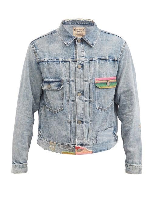 Matchesfashion.com Polo Ralph Lauren - Renton Striped-patch Denim Jacket - Mens - Blue