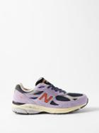 New Balance - Made In Usa 990v3 Suede And Mesh Trainers - Mens - Purple