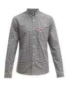 Matchesfashion.com Ami - Logo Embroidered Gingham Cotton Shirt - Mens - Black White