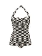 Matchesfashion.com Norma Kamali - Bill Mio Gingham Swimsuit - Womens - Black White