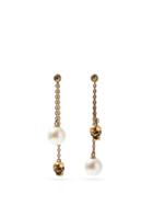 Matchesfashion.com Alexander Mcqueen - Faux Pearl And Skull Drop Earrings - Womens - Pearl