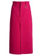 Matchesfashion.com Balenciaga - Wool Blend Herringbone Split Front Midi Skirt - Womens - Dark Pink
