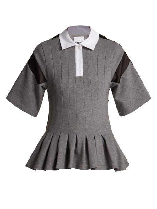 Matchesfashion.com Koch - Pleated Short Sleeve Polo Shirt - Womens - Grey