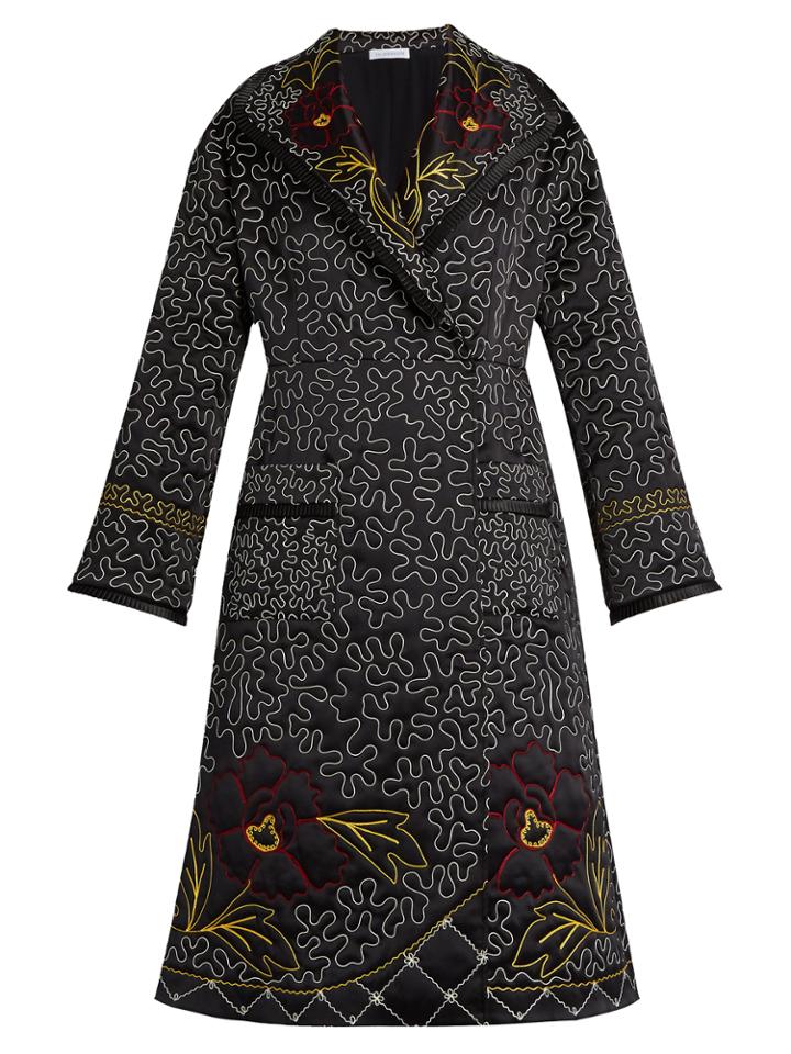 J.w.anderson Floral And Squiggle-embroidered Silk Coat