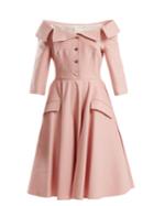 Sara Battaglia Off-the-shoulder Gingham Dress