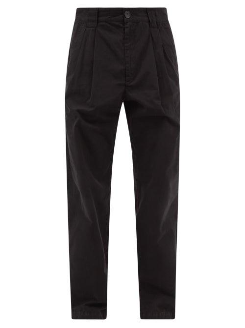 A.p.c. - Eddy Pleated Cotton-canvas Trousers - Mens - Black