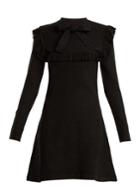 Joostricot Ruffle-trimmed Tie-neck Stretch-knit Dress