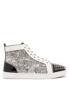 Matchesfashion.com Christian Louboutin - Lou Spikes Orlato High Top Leather Trainers - Mens - Black Silver