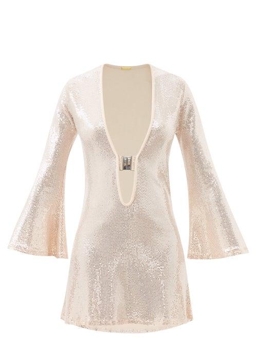 Dodo Bar Or - Jullie Sequinned Lam-jersey Mini Dress - Womens - Light Pink