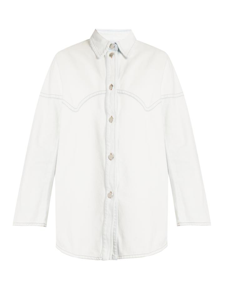Mm6 By Maison Margiela Oversized Distressed Denim Shirt