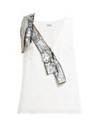 Matchesfashion.com Miu Miu - Crystal And Sequin Embellished Crepe Top - Womens - White