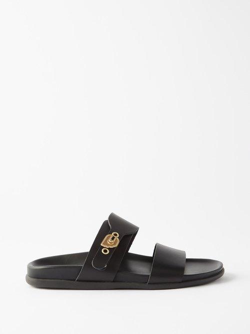 Ancient Greek Sandals - Latria Buckled Leather Sandals - Womens - Black
