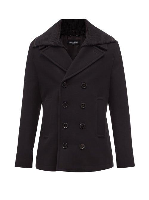 Mens Rtw Dolce & Gabbana - Double-breasted Wool-blend Peacoat - Mens - Black