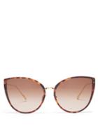 Ladies Accessories Linda Farrow - Sylvie Cat-eye Tortoiseshell-acetate Sunglasses - Womens - Tortoiseshell