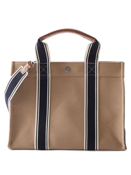 Rue De Verneuil - Canvas Leather-trimmed Tote Bag - Womens - Blue Beige