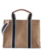 Rue De Verneuil - Canvas Leather-trimmed Tote Bag - Womens - Blue Beige