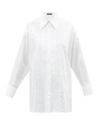 Dolce & Gabbana - Broderie-anglaise Cotton-blend Poplin Shirt - Womens - White