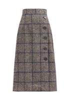 Matchesfashion.com Dolce & Gabbana - Prince Of Wales-check High-rise Side-button Skirt - Womens - Blue Multi