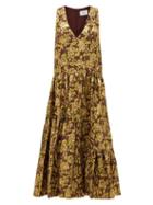 Matchesfashion.com Erdem - Mimosa Tiered Floral-jacquard Dress - Womens - Burgundy Gold
