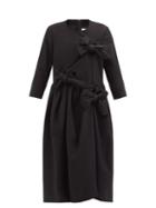 Comme Des Garons Comme Des Garons - Bow-embellished Wool-poplin Midi Dress - Womens - Black